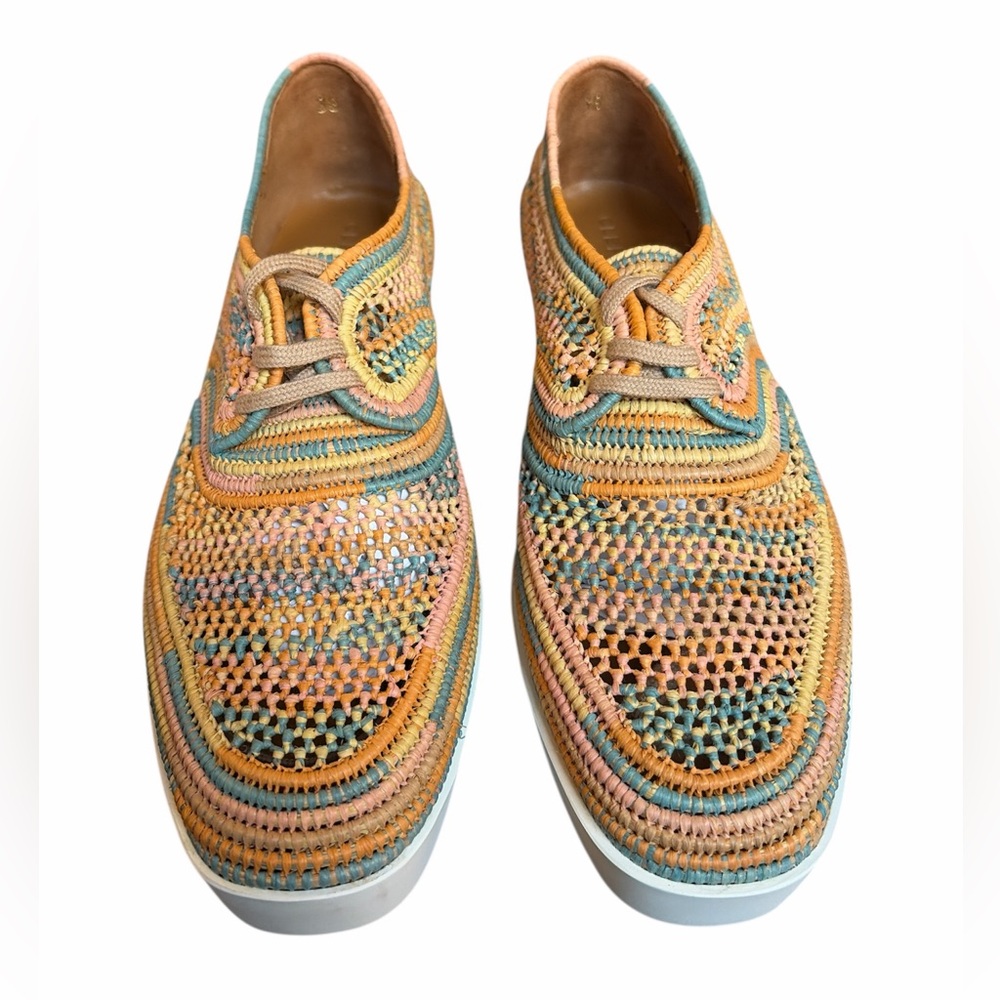 CLERGERIE PARIS Lisa4 pastel raffia wedge oxford NWB 7.5 / 38 $445
